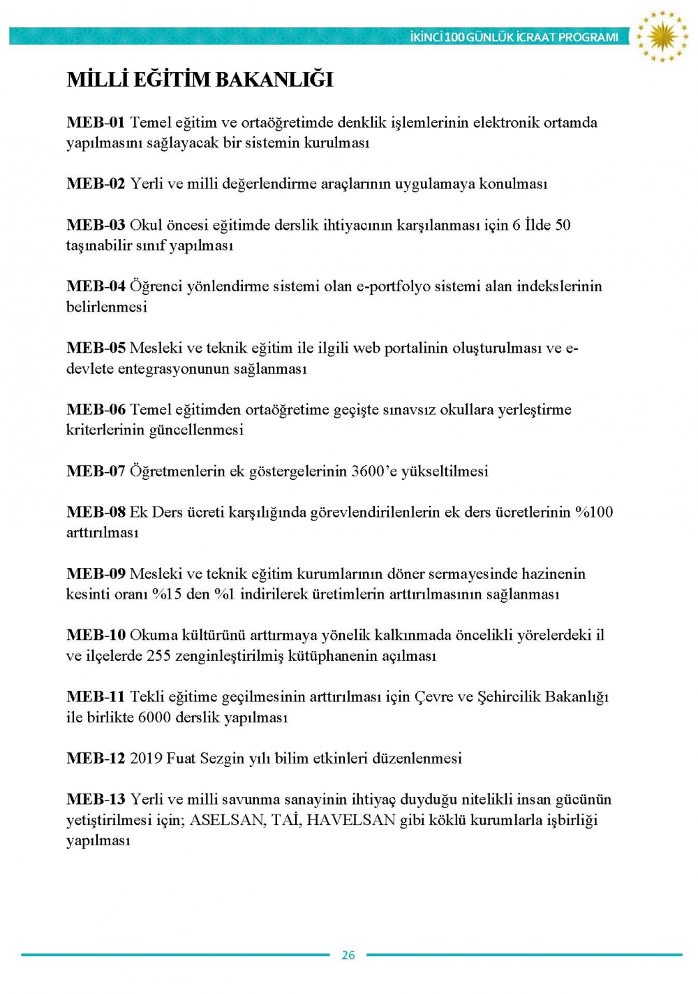 İkinci 100 günlük eylem planının tam metni 27