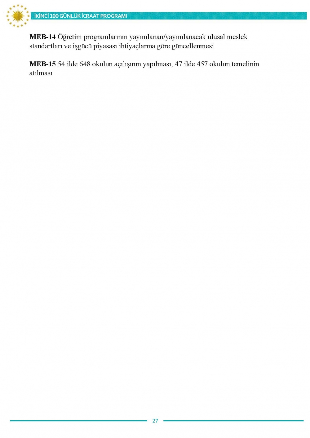 İkinci 100 günlük eylem planının tam metni 28