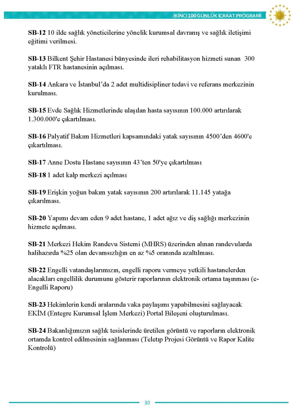 İkinci 100 günlük eylem planının tam metni 31