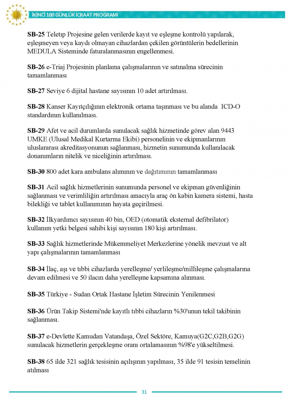 İkinci 100 günlük eylem planının tam metni 32