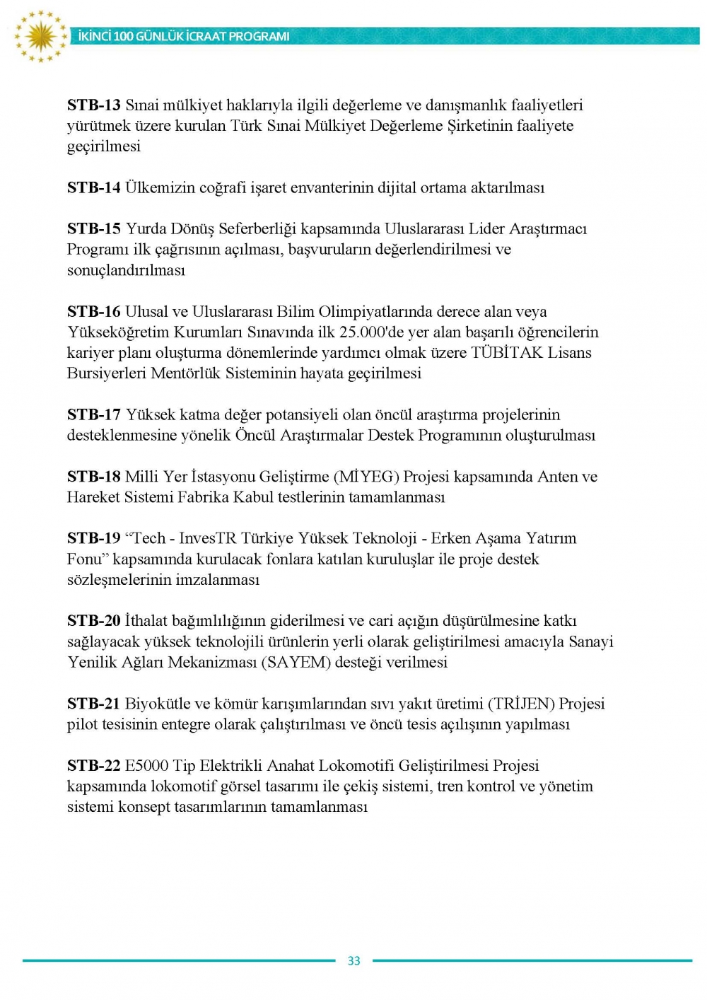 İkinci 100 günlük eylem planının tam metni 34