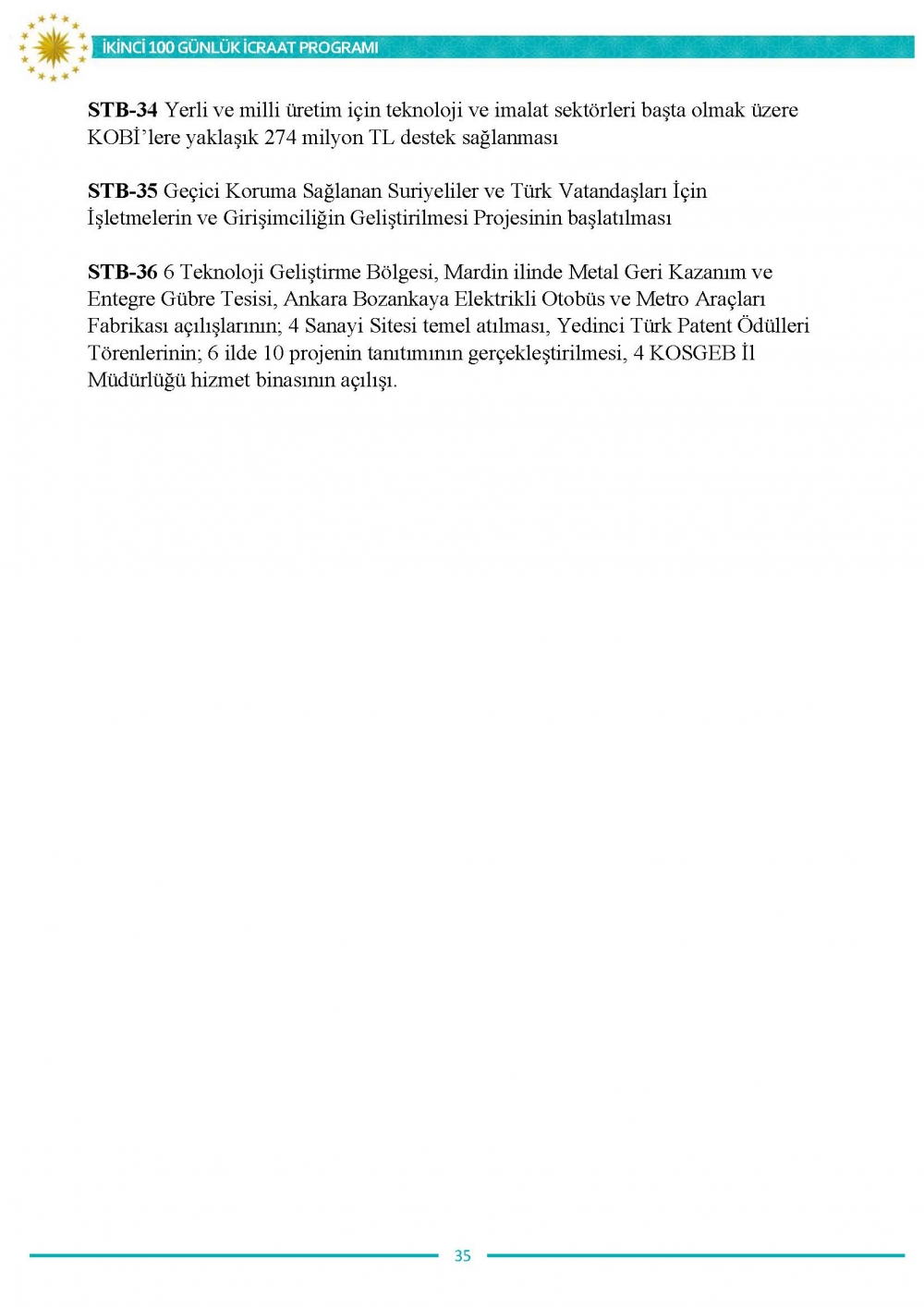 İkinci 100 günlük eylem planının tam metni 36