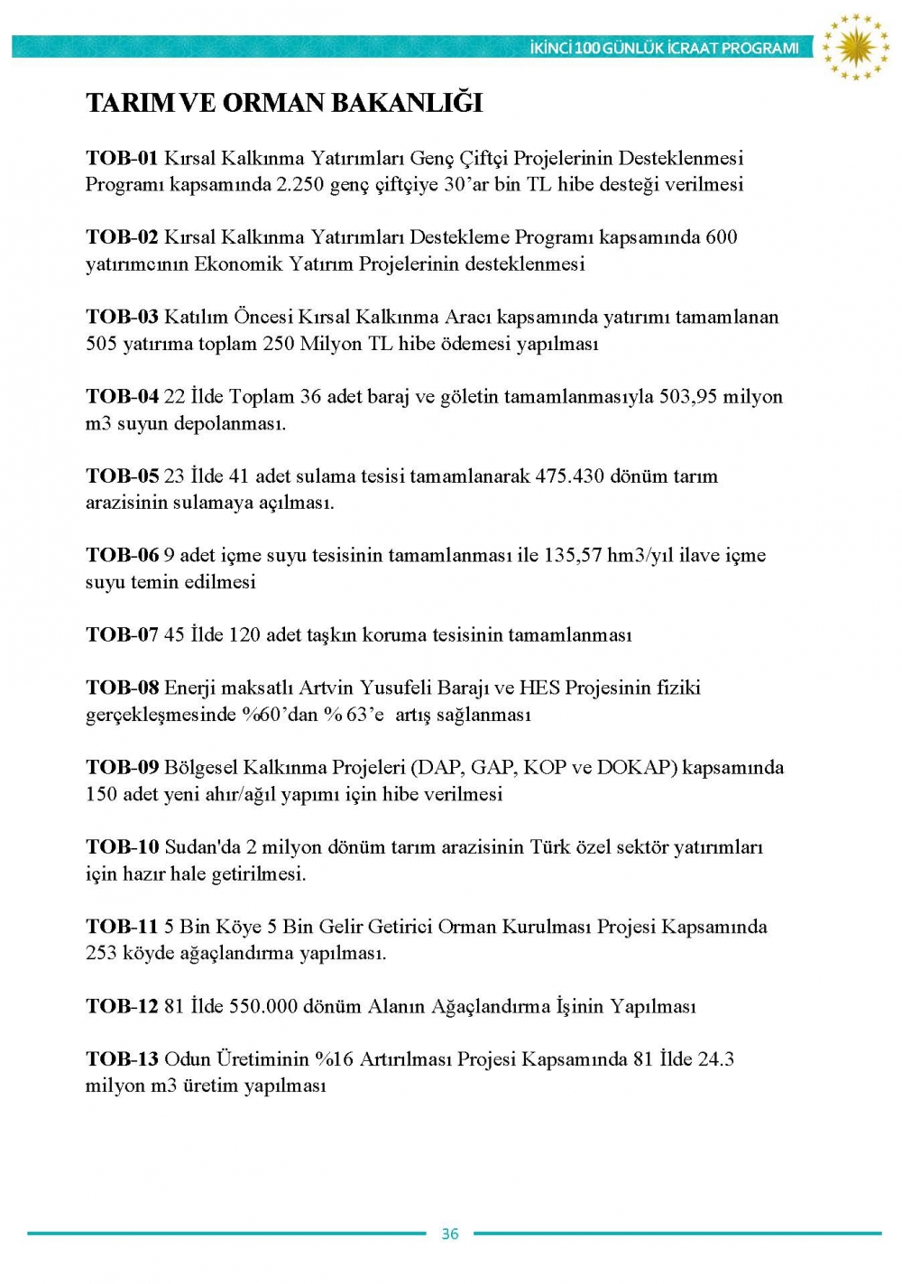 İkinci 100 günlük eylem planının tam metni 37