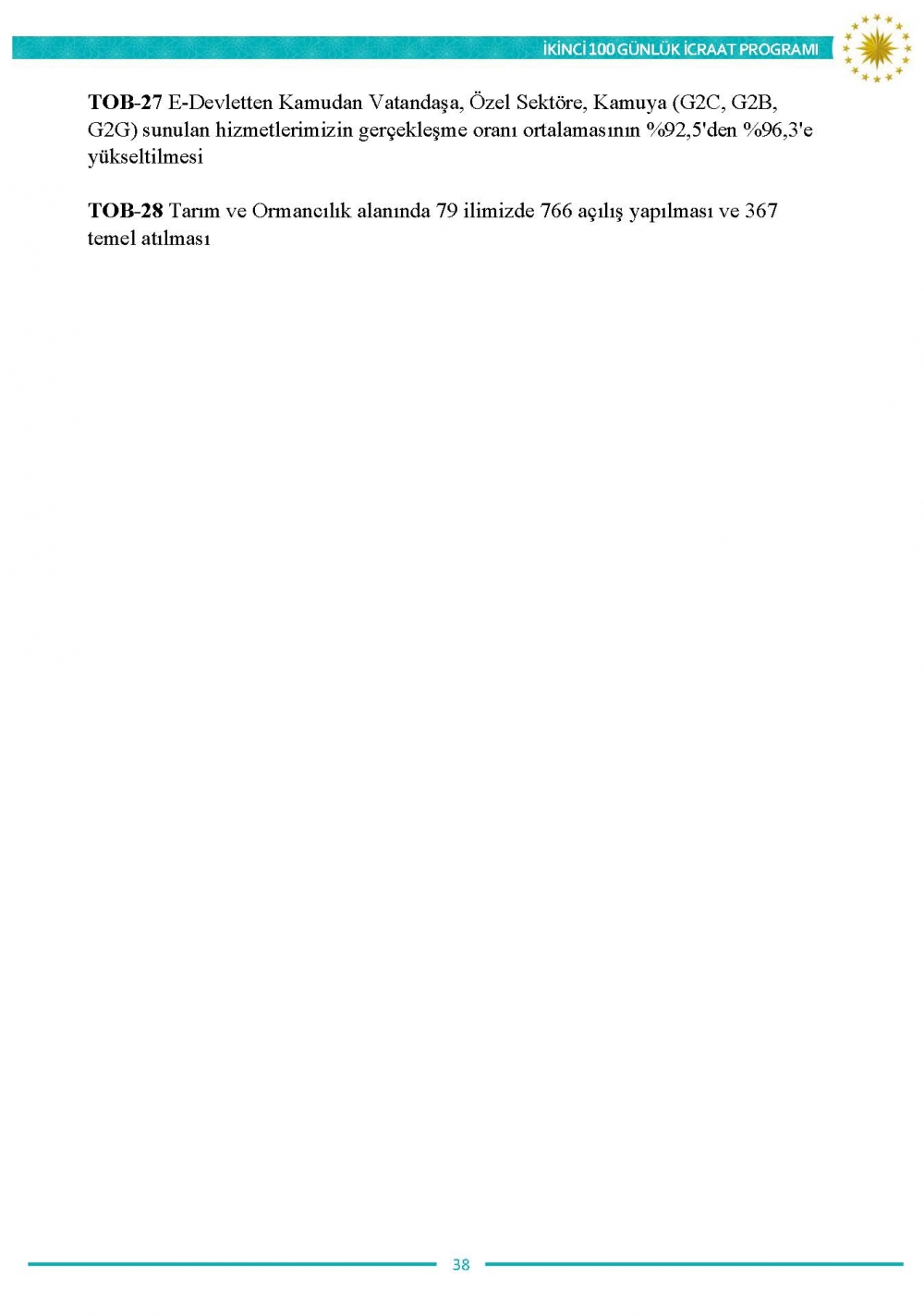 İkinci 100 günlük eylem planının tam metni 38