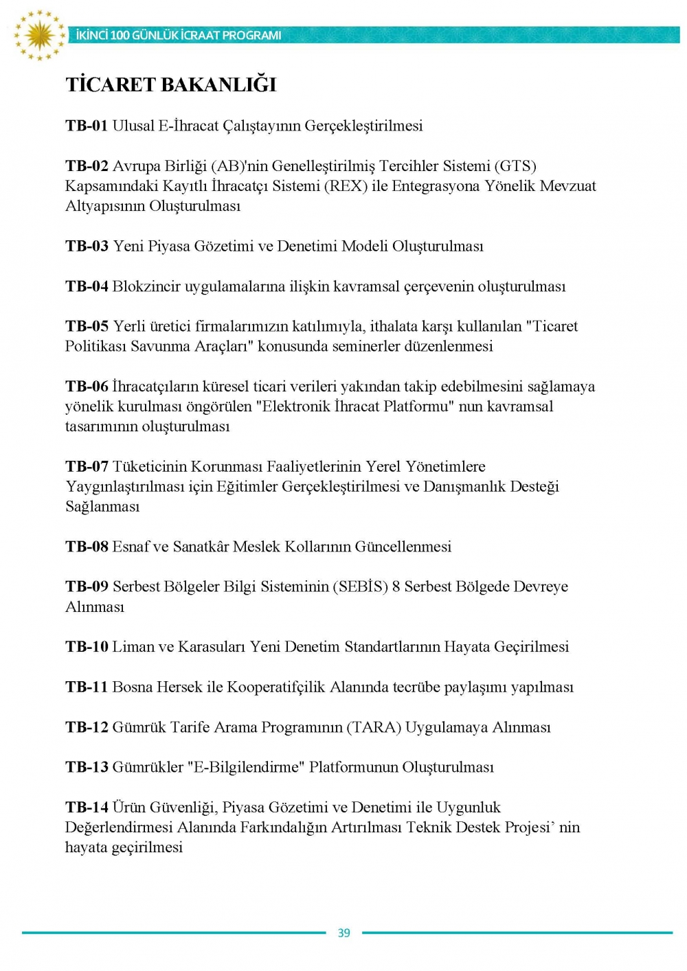 İkinci 100 günlük eylem planının tam metni 39