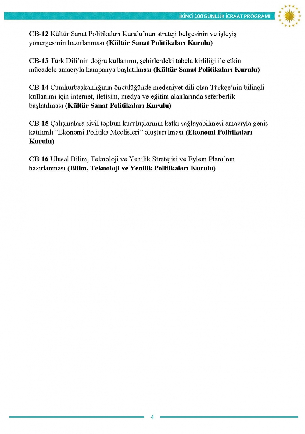 İkinci 100 günlük eylem planının tam metni 4