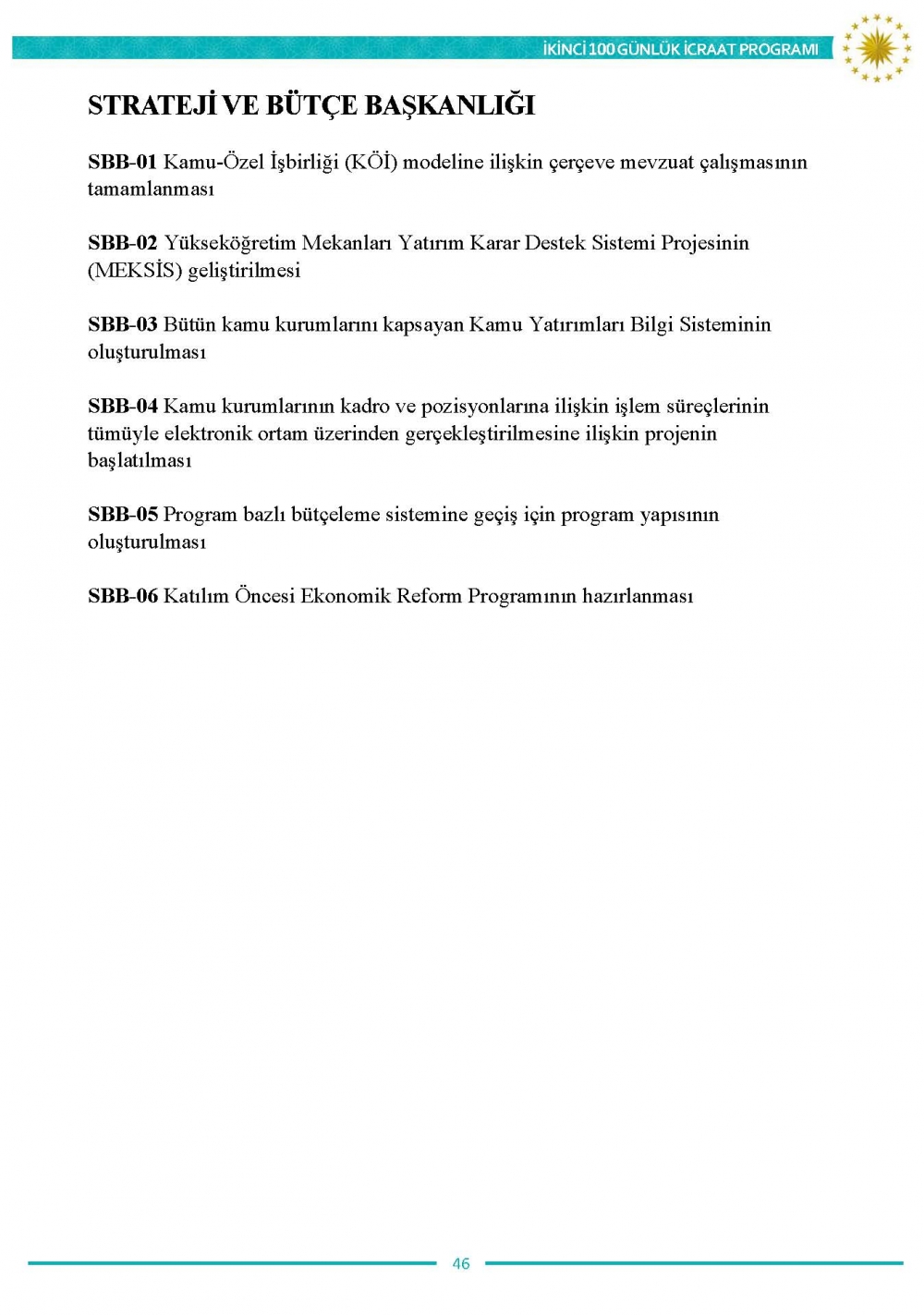 İkinci 100 günlük eylem planının tam metni 46