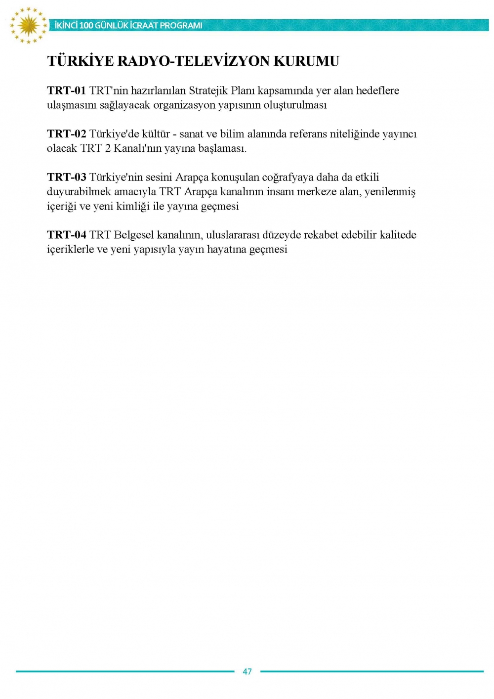 İkinci 100 günlük eylem planının tam metni 47