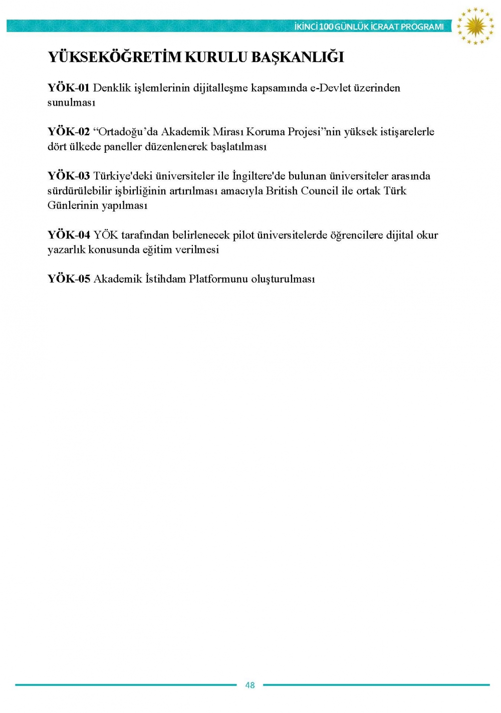 İkinci 100 günlük eylem planının tam metni 48