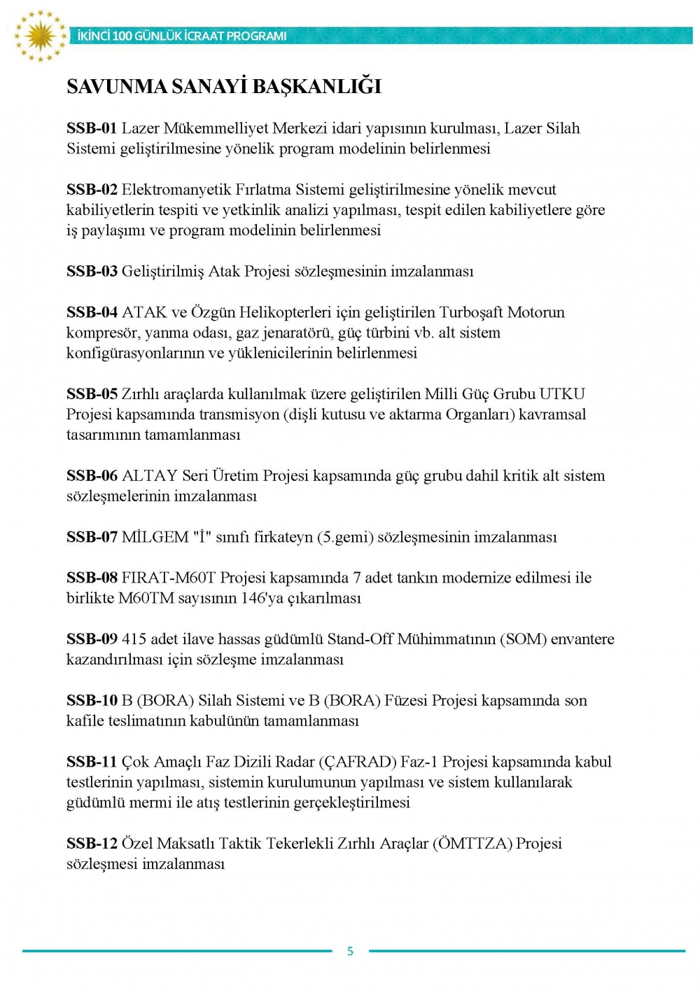 İkinci 100 günlük eylem planının tam metni 5