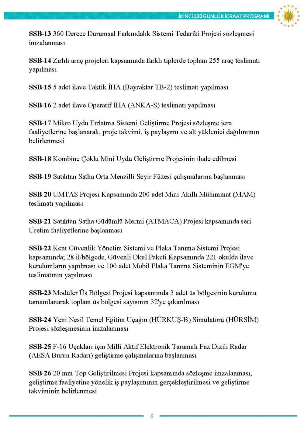 İkinci 100 günlük eylem planının tam metni 6