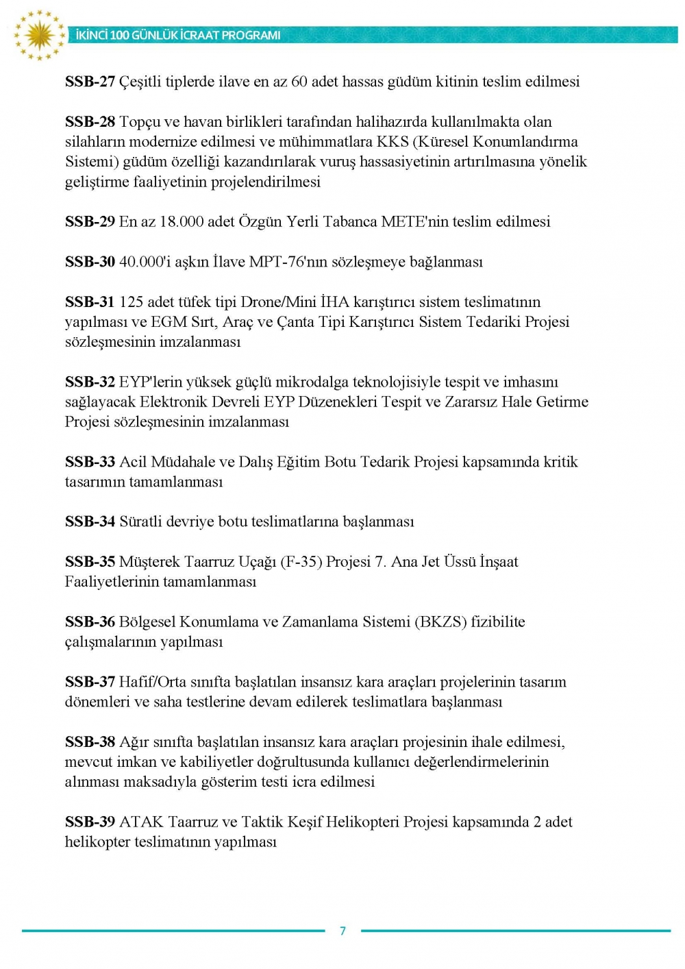 İkinci 100 günlük eylem planının tam metni 8