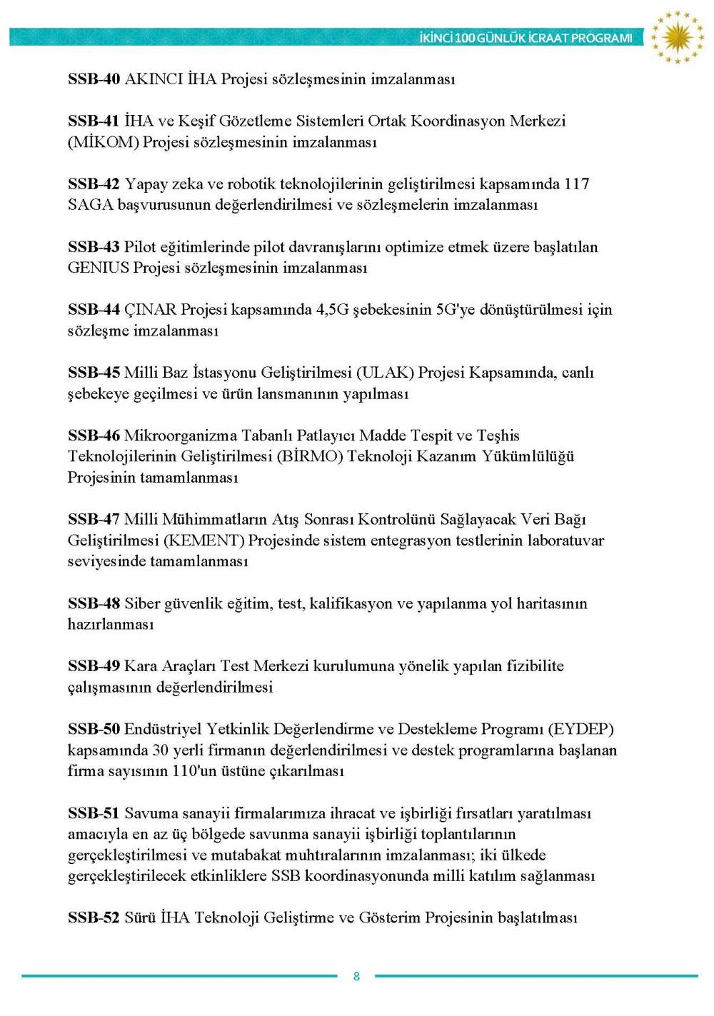 İkinci 100 günlük eylem planının tam metni 9