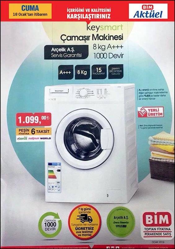 BİM aktüel 18 Ocak indirimli ürün kataloğu yayınlandı! Çamaşır Makinesi. 44