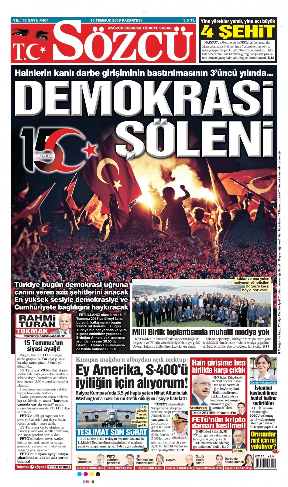 15 Temmuz 2019 Gazete Manşetleri 14