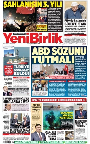 15 Temmuz 2019 Gazete Manşetleri 24