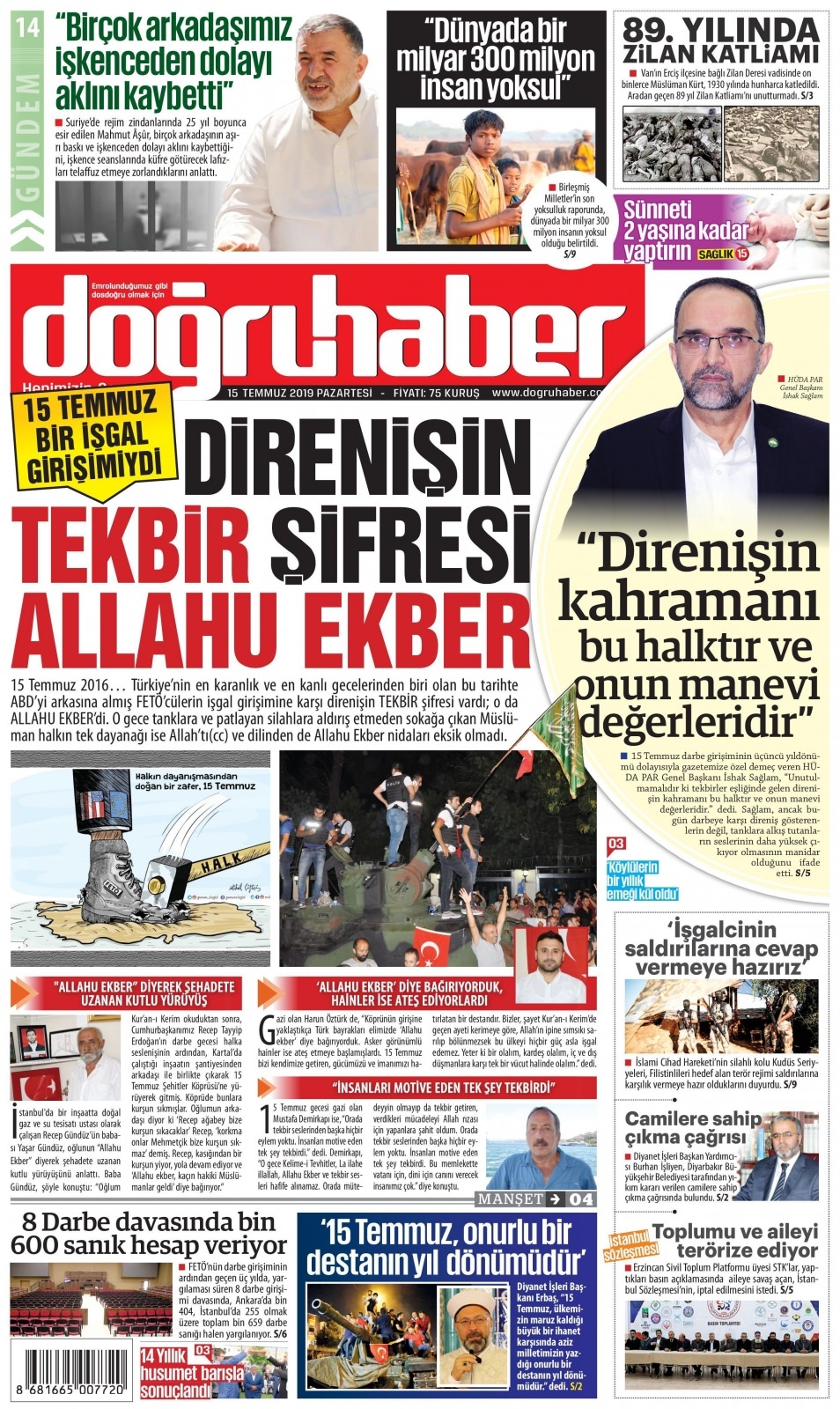 15 Temmuz 2019 Gazete Manşetleri 5