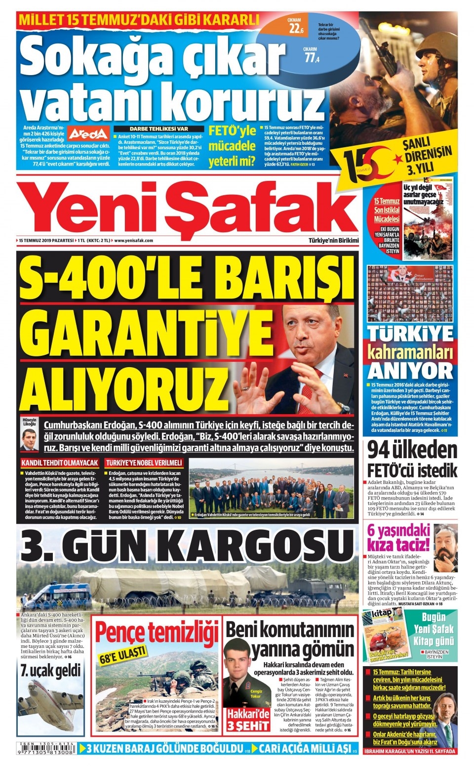 15 Temmuz 2019 Gazete Manşetleri 8