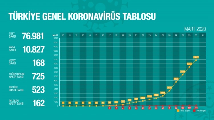 Türkiye'de gün gün koronavirüs vaka ve ölüm sayıları 16