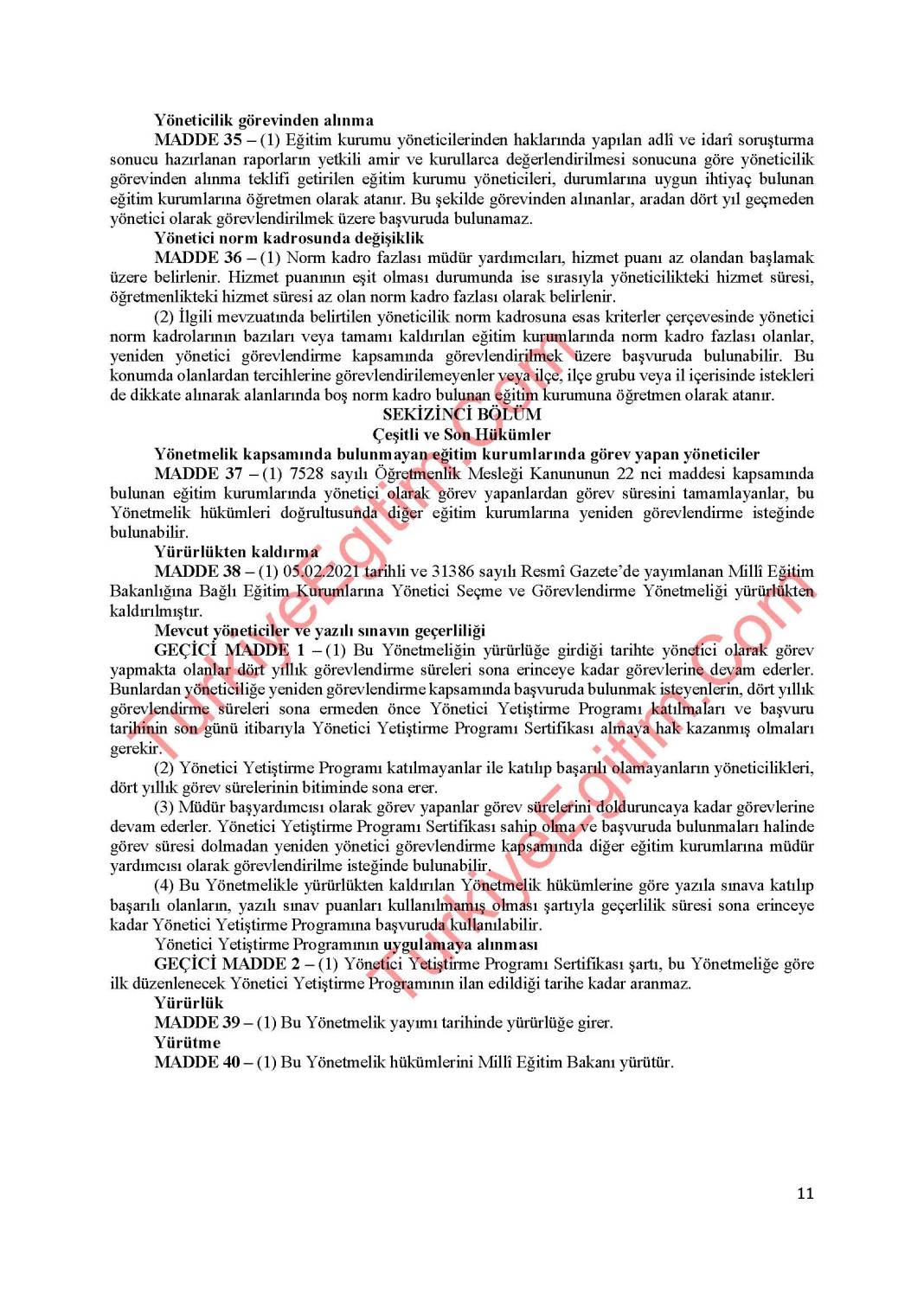 MEB Yönetici Atama Yönetmeliği Sil Baştan - Taslak Metin Belli Oldu 11