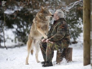 Kurtları ağzıyla besleyen adam