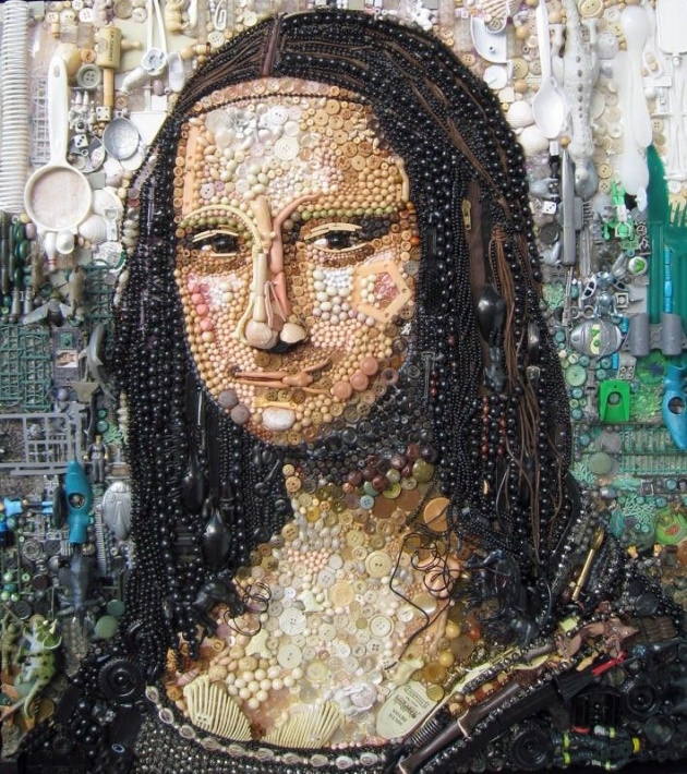 Çöp ve  düğmeden Obama ve Mona Lisa 7