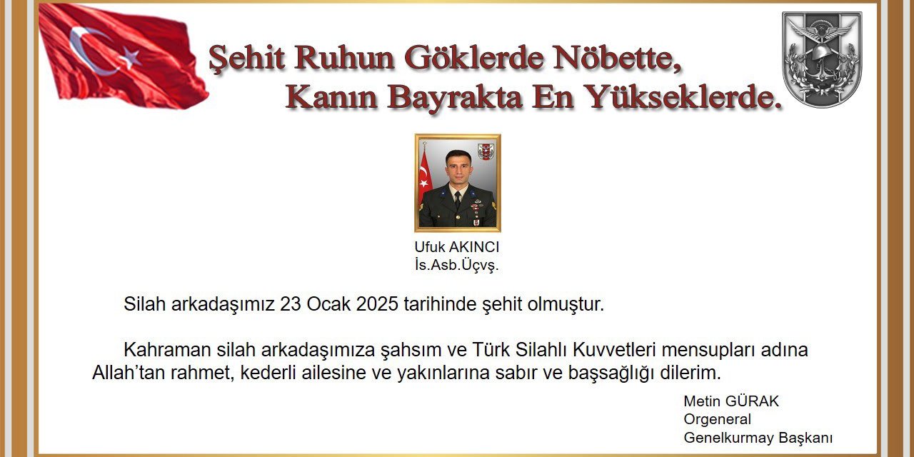 MSB acı haberi duyurdu! 1 asker şehit oldu