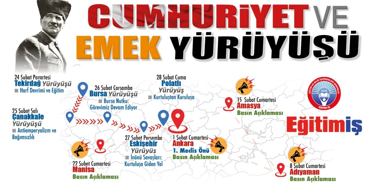 Eğitim-İş'ten Bir Aylık Cumhuriyet ve Emek Yürüyüşü Kararı