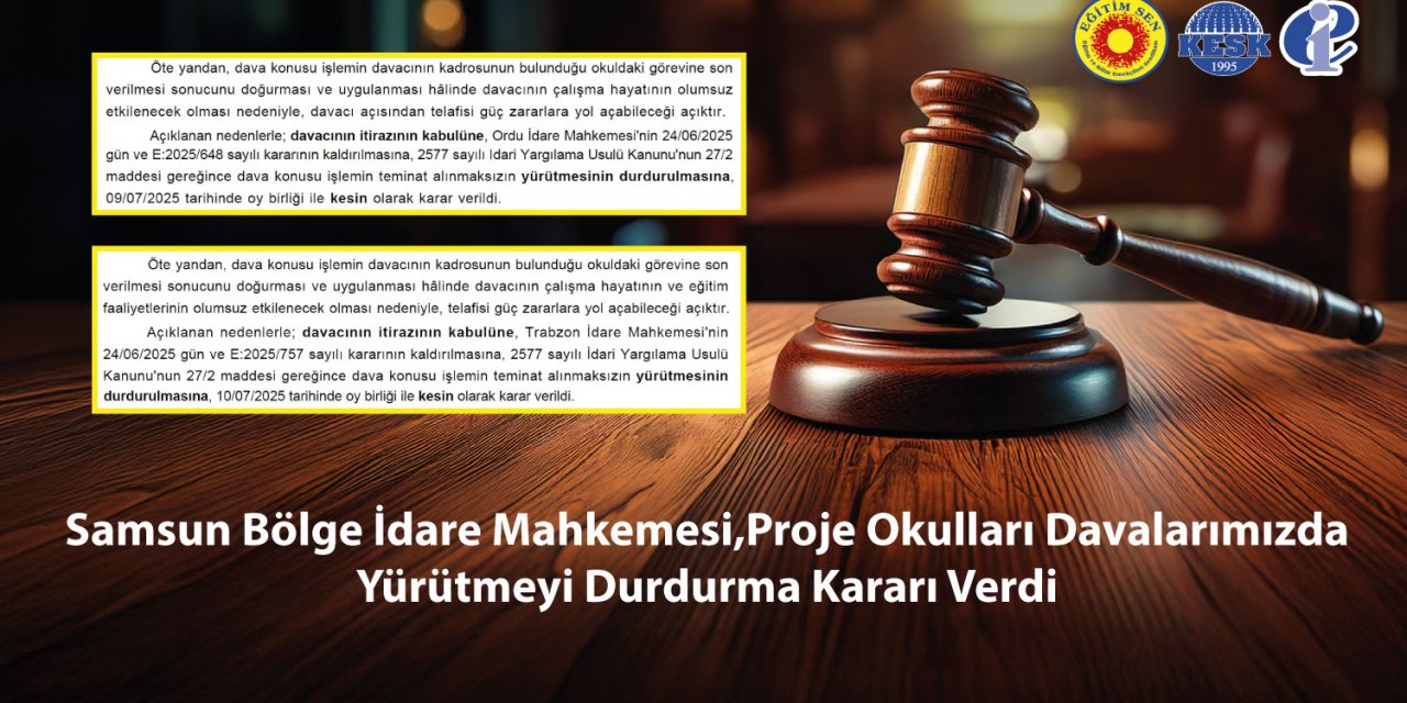Bölge İdare Mahkemesi'nden Proje Okulları Atamasına Yürütmeyi Durdurma Kararı