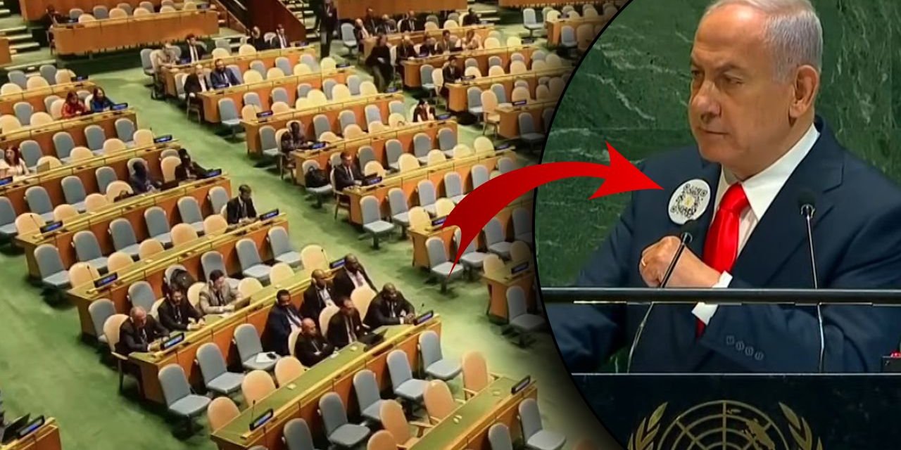 Netanyahu BM'ye gelince heyetler salonu terk etti!