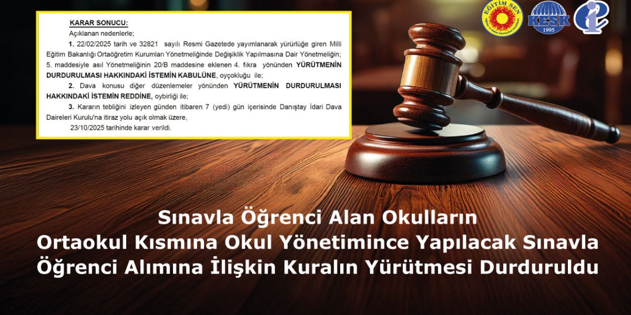 Danıştay’dan Ortaokula Giriş Sınavı Uygulamasına Yürütmeyi Durdurma