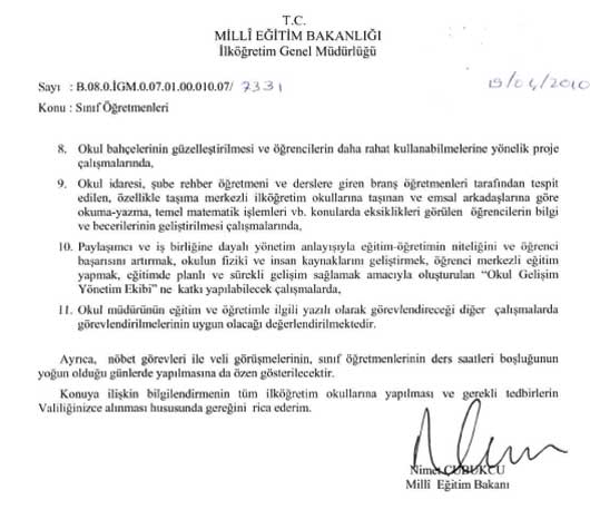 MEBden sınıf öğretmenine yeni görevler genelgesi