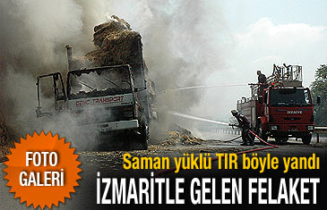 Sakarya'da saman yüklü TIR böyle yandı