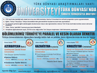 TÜRK DÜNYASINDA ÜNİVERSİTE OKUMA İMKANI