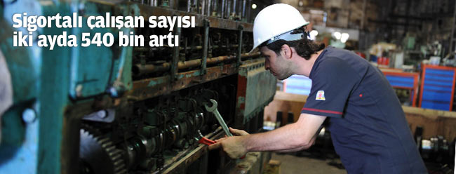 Sigortalı çalışan sayısı iki ayda 540 bin arttı