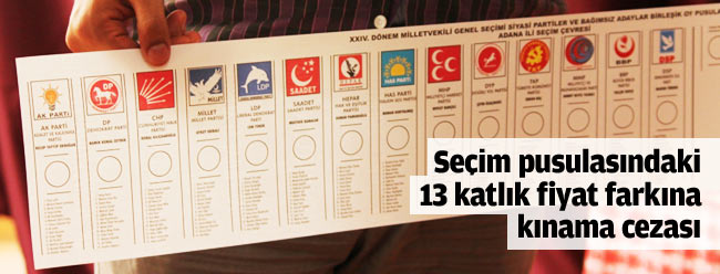 Seçim pusulasındaki 13 katlık fiyat farkına kınama cezası