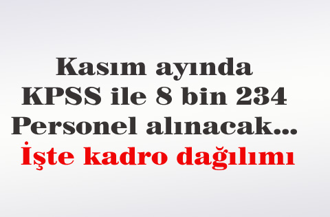 Kasım ayında KPSS ile 8 bin 234 personel alınacak... İşte kadro dağılımı