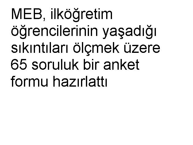 MEB, ilköğretim öğrencilerinin yaşadığı sıkıntıları ölçmek üzere 65 soruluk bir anket formu hazırlattı