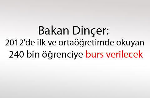 Bakan Dinçer: 2012'de ilk ve ortaöğretimde okuyan 240 bin öğrenciye burs verilecek