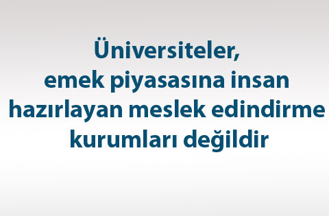 Üniversiteler, emek piyasasına insan hazırlayan meslek edindirme kurumları değildir