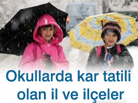 Okullarda kar tatili olan il ve ilçeler