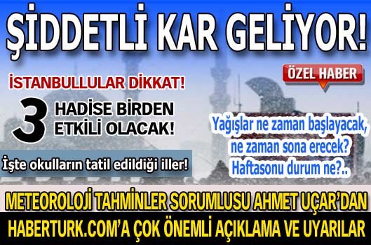 Şiddetli kar geliyor