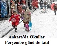 Ankara'da okullar perşembe günü de tatil