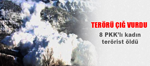 Çığ düştü: 8 kadın terörist öldü