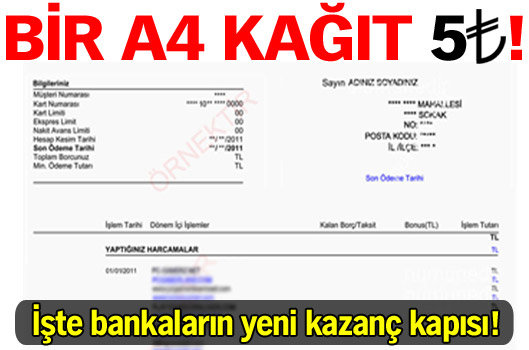 Bir A4 kağıt 5 lira!
