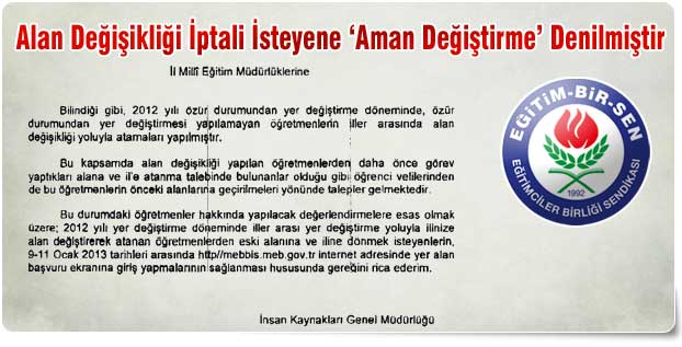 Alan Değişikliği İptali İsteyene ‘Aman Değiştirme’ Denilmiştir