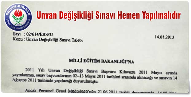 Unvan Değişikliği Sınavı Hemen Yapılmalıdır