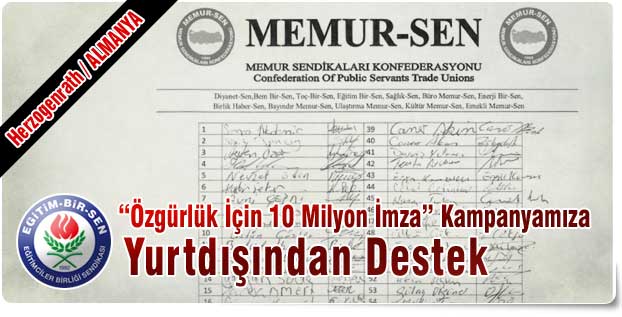 “Özgürlük İçin 10 Milyon İmza” Kampanyamıza Yurtdışından Destek