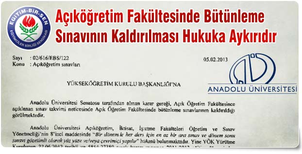 Açıköğretim Fakültesi Bütünleme Sınavı Kaldırılamaz