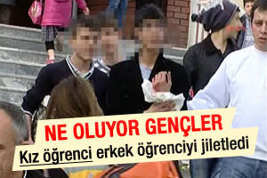 Kız öğrenci erkek öğrenciyi jiletledi